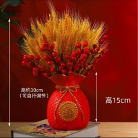 麥穗干花福袋花瓶樹脂客廳招財進(jìn)寶錢袋子家居裝飾工藝品招財擺件